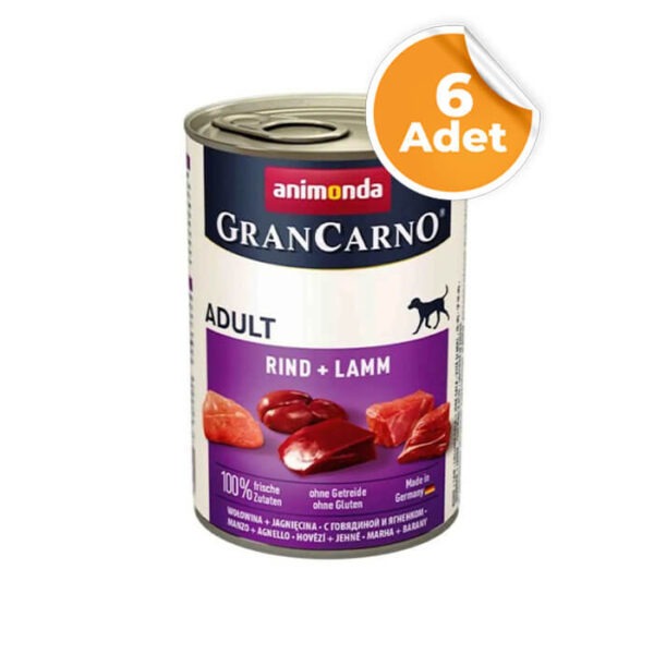 Animonda Gran Carno Biftek ve Kuzu Etli Yetişkin Köpek Konservesi 400 Gr x 6 Adet